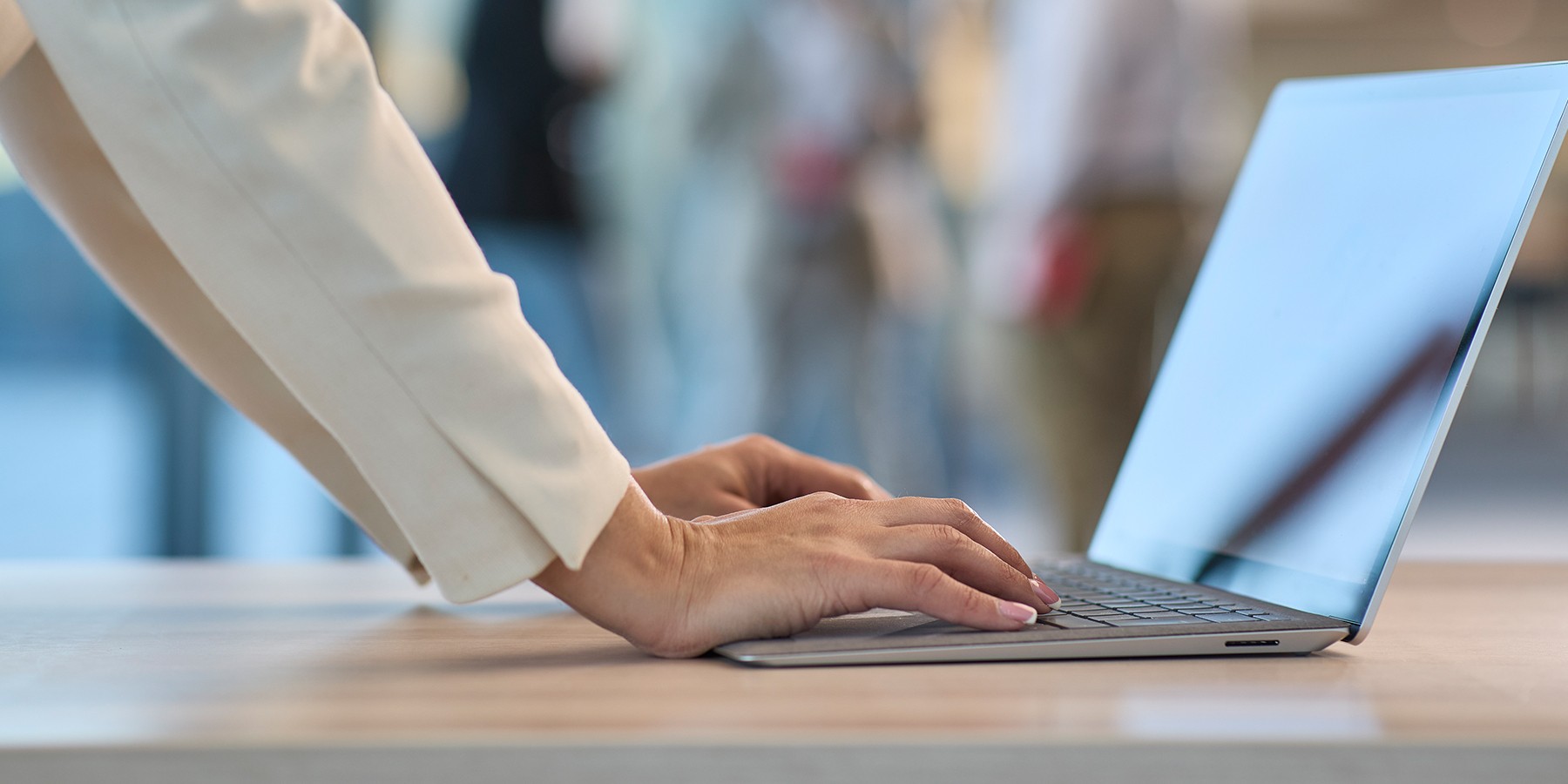 Laptop with hands